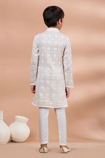 Picture of  Delightful White Designer Kid’s Kurta Pajama for Festivals, Sangeet, and Parties