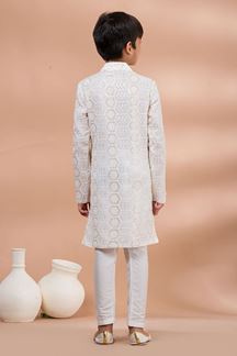 Picture of  Impressive White Designer Kid’s Kurta Pajama for Festivals, Sangeet, and Parties