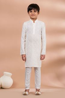 Picture of  Magnificent White Designer Kid’s Kurta Pajama for Festivals, Sangeet, and Parties