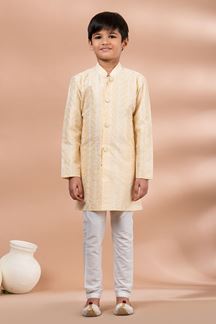 Picture of  Fashionable Gold Designer Kid’s Kurta Pajama for Engagement, Wedding, Reception, Festivals, Sangeet, and Parties