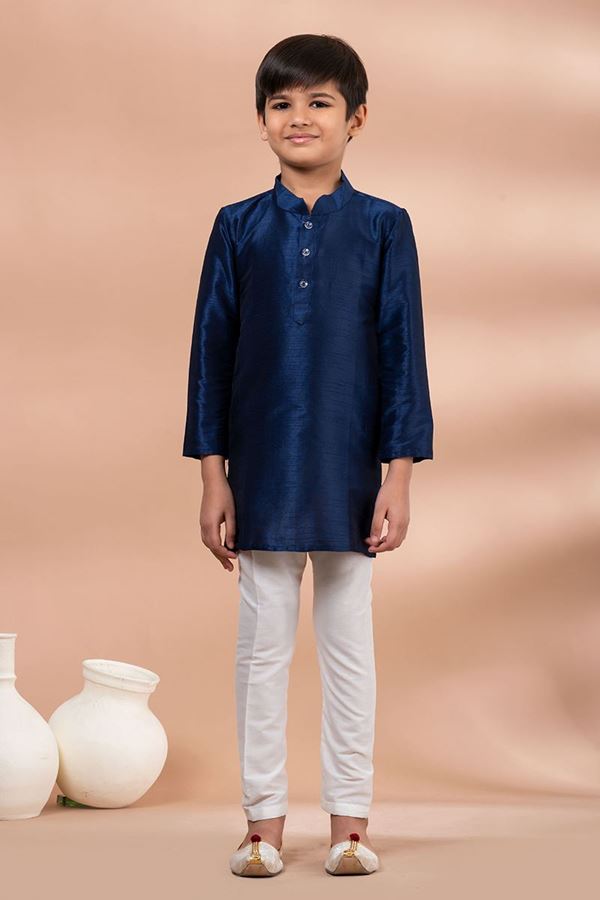 Picture of Majestic Blue Designer Kid’s Kurta Pajama for Engagement, Wedding, Reception, Festivals, Sangeet, and Parties