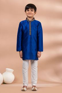 Picture of  Spectacular Blue Designer Kid’s Kurta Pajama for Engagement, Wedding, Reception, Festivals, Sangeet, and Parties