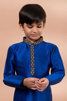 Picture of  Spectacular Blue Designer Kid’s Kurta Pajama for Engagement, Wedding, Reception, Festivals, Sangeet, and Parties