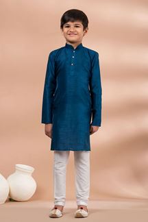 Picture of  Aesthetic Blue Designer Kid’s Kurta Pajama for Engagement, Wedding, Reception, Festivals, Sangeet, and Parties