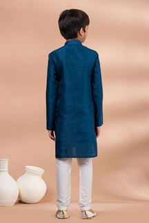 Picture of  Aesthetic Blue Designer Kid’s Kurta Pajama for Engagement, Wedding, Reception, Festivals, Sangeet, and Parties
