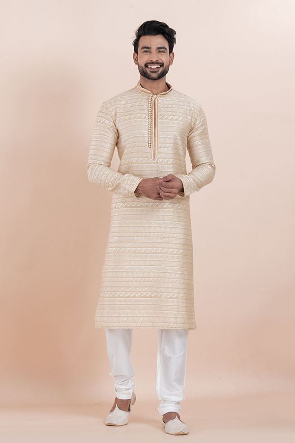 Picture of Delightful Designer Men’s Kurta Pyjama for Engagement, Wedding, Reception, Festivals, Sangeet, and Parties
