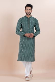 Picture of Impressive Designer Men’s Kurta Pyjama for Engagement, Wedding, Reception, Festivals, Sangeet, and Parties