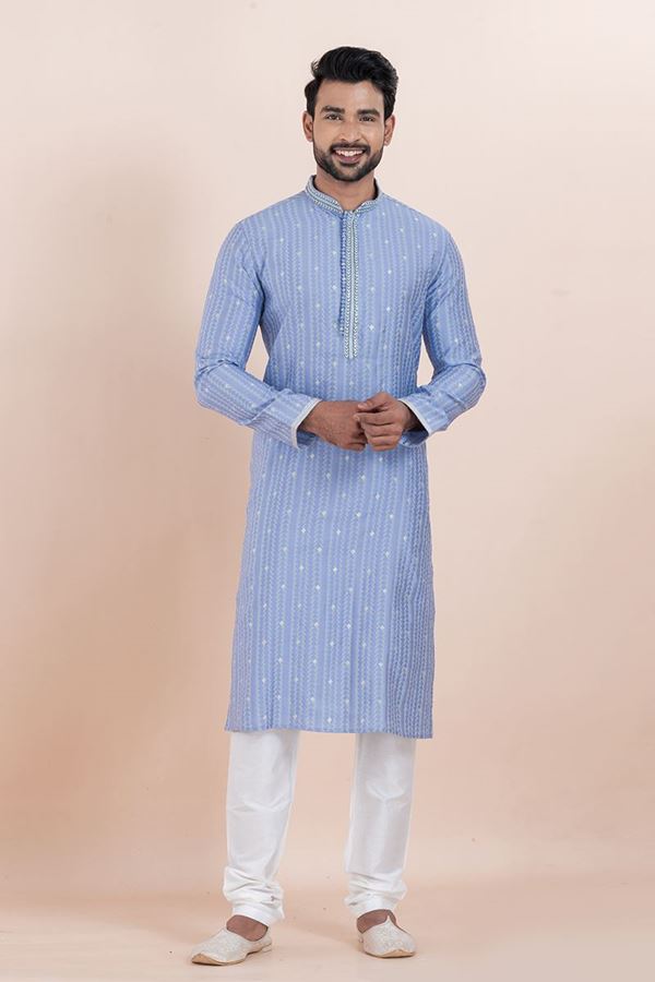 Picture of Magnificent Designer Men’s Kurta Pyjama for Engagement, Wedding, Reception, Festivals, Sangeet, and Parties