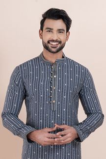 Picture of Fashionable Designer Men’s Kurta Pyjama for Engagement, Wedding, Reception, Festivals, Sangeet, and Parties