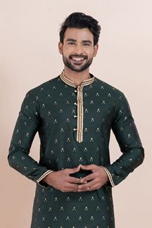 Picture of Appealing Green Designer Men’s Kurta Pyjama for Engagement, Wedding, Reception, Festivals, Sangeet, and Parties