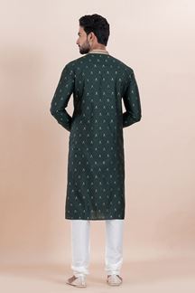 Picture of Appealing Green Designer Men’s Kurta Pyjama for Engagement, Wedding, Reception, Festivals, Sangeet, and Parties