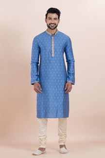 Picture of Spectacular Sky Designer Men’s Kurta Pyjama for Engagement, Reception, Festivals, Sangeet, and Parties