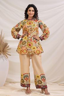 Picture of Spectacular Cream and Multi Designer Co-Ord Set for Festivals, Sangeet, and Parties