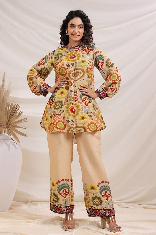 Picture of Spectacular Cream and Multi Designer Co-Ord Set for Festivals, Sangeet, and Parties