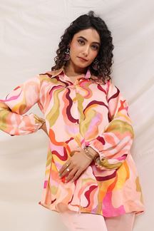 Picture of Alluring Light Pink and Multi Designer Co-Ord Set for Festivals, Sangeet, and Parties