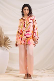 Picture of Alluring Light Pink and Multi Designer Co-Ord Set for Festivals, Sangeet, and Parties