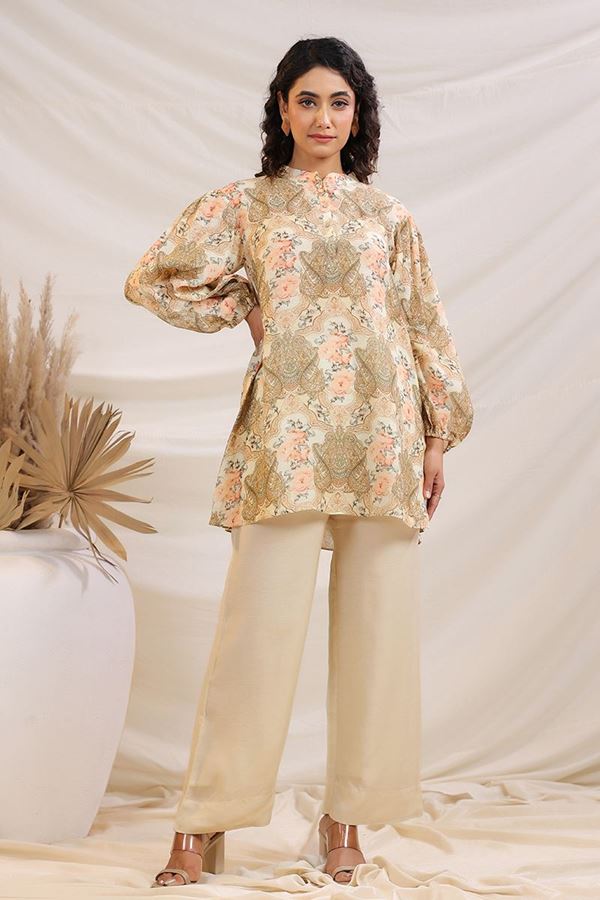 Picture of Outstanding Beige Designer Co-Ord Set for Festivals, Sangeet, and Parties