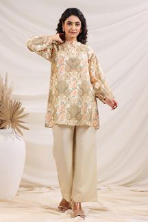 Picture of Outstanding Beige Designer Co-Ord Set for Festivals, Sangeet, and Parties