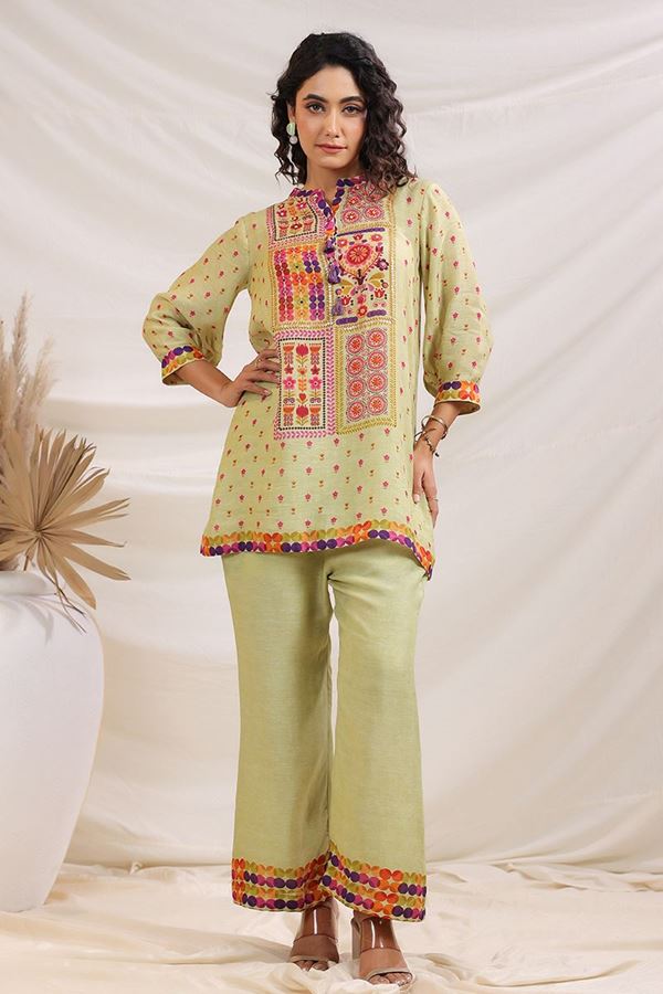 Picture of Creative Green Designer Co-Ord Set for Mehendi, Festivals, Sangeet, and Parties