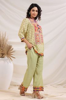 Picture of Creative Green Designer Co-Ord Set for Mehendi, Festivals, Sangeet, and Parties