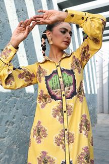 Picture of Astounding Yellow Designer Indo-Western Outfit for Haldi, Sangeet, and Parties