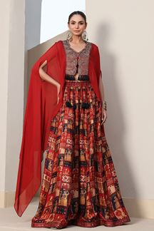 Picture of Alluring Red Designer Sharara Suit for Engagement, Reception, Festivals, Sangeet, and Parties