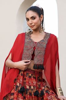 Picture of Alluring Red Designer Sharara Suit for Engagement, Reception, Festivals, Sangeet, and Parties