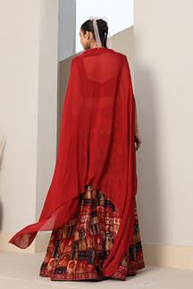 Picture of Alluring Red Designer Sharara Suit for Engagement, Reception, Festivals, Sangeet, and Parties