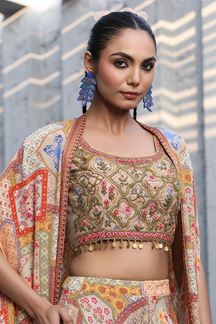 Picture of Captivating Multi Designer Sharara Suit for Engagement, Reception, Festivals, Sangeet, and Parties