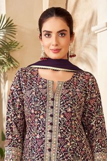 Picture of Lovely Purple Designer Palazzo Suit for Wedding, Reception, Festivals, Sangeet, and Parties
