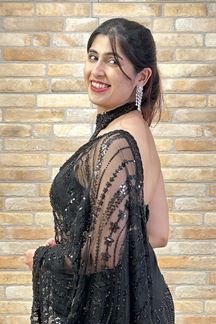 Picture of Mesmerizing Net Designer Saree for Reception, Sangeet, and Parties