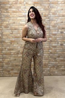 Picture of Captivating Beige Designer Co-Ord Set for Sangeet and Parties