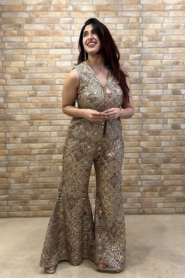 Picture of Captivating Beige Designer Co-Ord Set for Sangeet and Parties