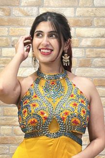 Picture of Charismatic Mustard Designer Indo-Western Jumpsuit for Haldi, Sangeet, and Parties