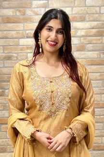 Picture of Heavenly Beige Designer Gharara Suit for Engagement, Wedding, Reception, Festivals, Sangeet, and Parties