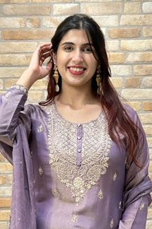 Picture of Fascinating Lavender Designer Gharara Suit for Engagement, Reception, Festivals, Sangeet, and Parties