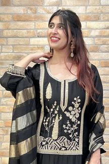 Picture of Flamboyant Black Designer Gharara Suit for Reception, Sangeet, and Parties