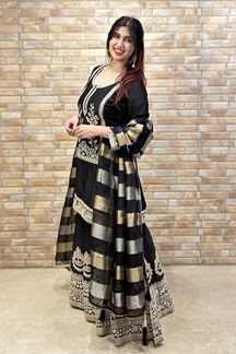 Picture of Flamboyant Black Designer Gharara Suit for Reception, Sangeet, and Parties