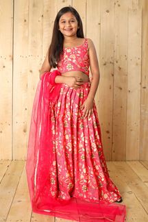 Picture of Divine Pink Designer Kid’s Lehenga Choli for Engagement, Wedding, Reception, Sangeet, and Parties