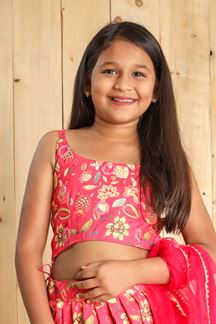 Picture of Divine Pink Designer Kid’s Lehenga Choli for Engagement, Wedding, Reception, Sangeet, and Parties