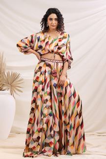Picture of Smashing Multi Designer Indo-Western Outfit for Engagement, Reception, Festivals, Sangeet, and Parties