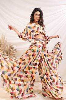 Picture of Smashing Multi Designer Indo-Western Outfit for Engagement, Reception, Festivals, Sangeet, and Parties
