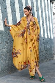 Picture of Splendid Yellow Designer Indo-Western Outfit for Haldi, Sangeet, and Parties