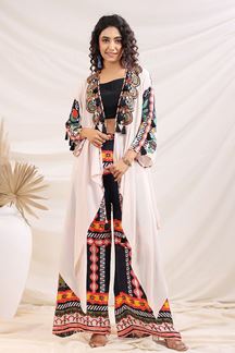 Picture of Fascinating Black and Multi Designer Palazzo Suit for Sangeet and Parties