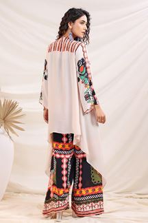 Picture of Fascinating Black and Multi Designer Palazzo Suit for Sangeet and Parties
