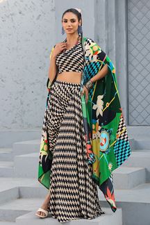 Picture of Creative Black and White Designer Dhoti Style Suit for Sangeet and Parties