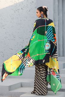 Picture of Creative Black and White Designer Dhoti Style Suit for Sangeet and Parties