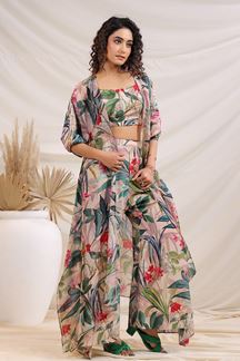 Picture of Dazzling Beige Designer Palazzo Suit for Festivals, Sangeet, and Parties