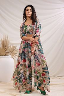 Picture of Dazzling Beige Designer Palazzo Suit for Festivals, Sangeet, and Parties