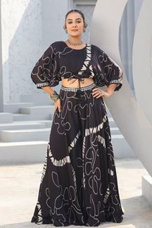 Picture of Striking Black Designer Palazzo Suit for Festivals, Sangeet, and Parties